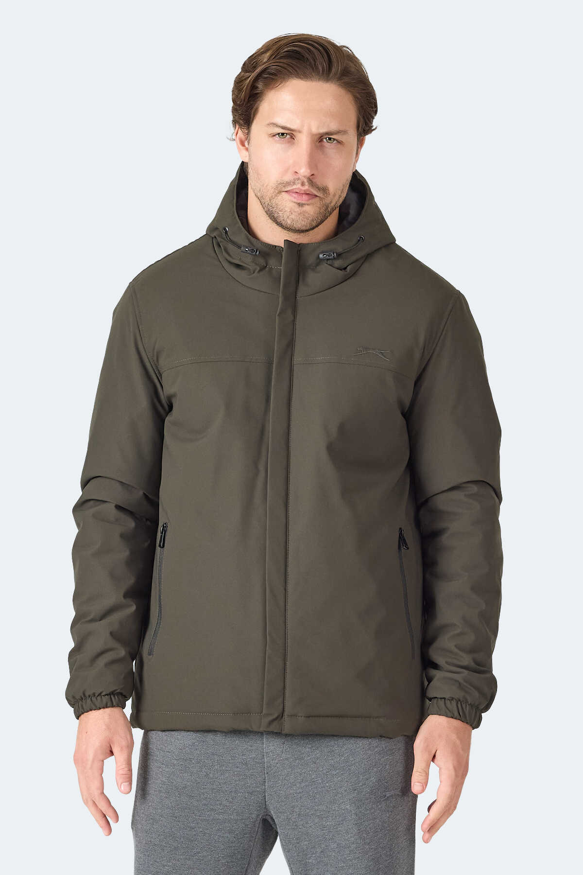 Slazenger - Slazenger HERNIS Erkek Kapüşonlu Fermuarlı Haki Yelek