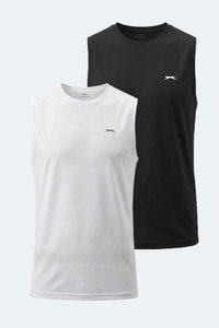 Slazenger - Slazenger HEROFIT IN 2 Lİ SET Erkek Beyaz - Siyah Tişört