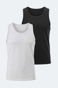 Slazenger - Slazenger HOKEY 2 Lİ SET Erkek Beyaz - Siyah Tişört
