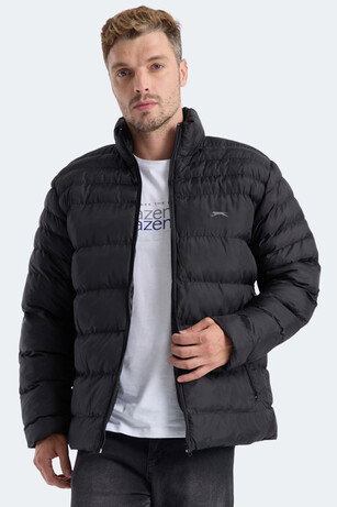 Slazenger HORIZON I Erkek Dik Yaka Fermuarlı Siyah Mont & Kaban 