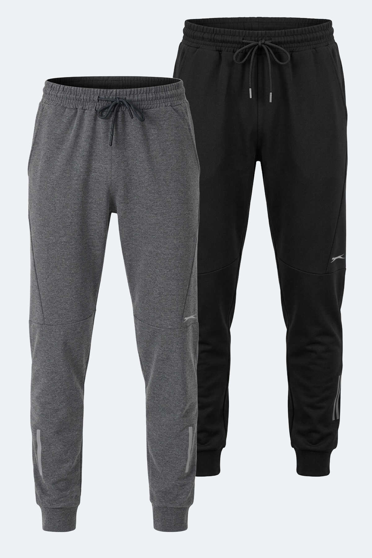 Slazenger - Slazenger INFERNAL 2 Lİ SET Erkek Siyah - Koyu Gri Eşofman Altı