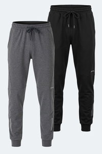 Slazenger - Slazenger INFERNAL 2 Lİ SET Erkek Siyah - Koyu Gri Eşofman Altı