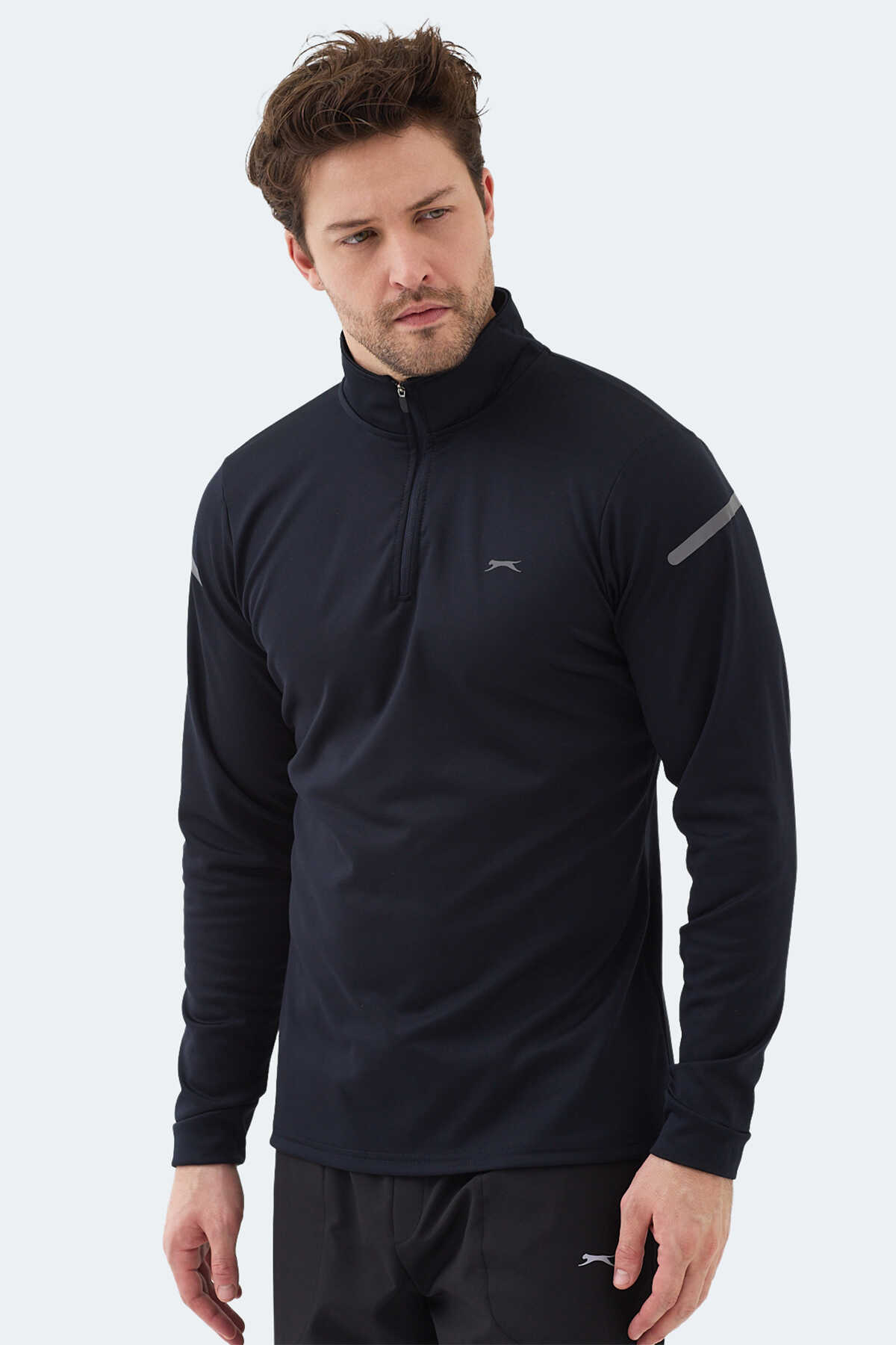 Slazenger - Slazenger INTIMATE I Erkek Dik Yaka Fermuarlı Lacivert Sweatshırt