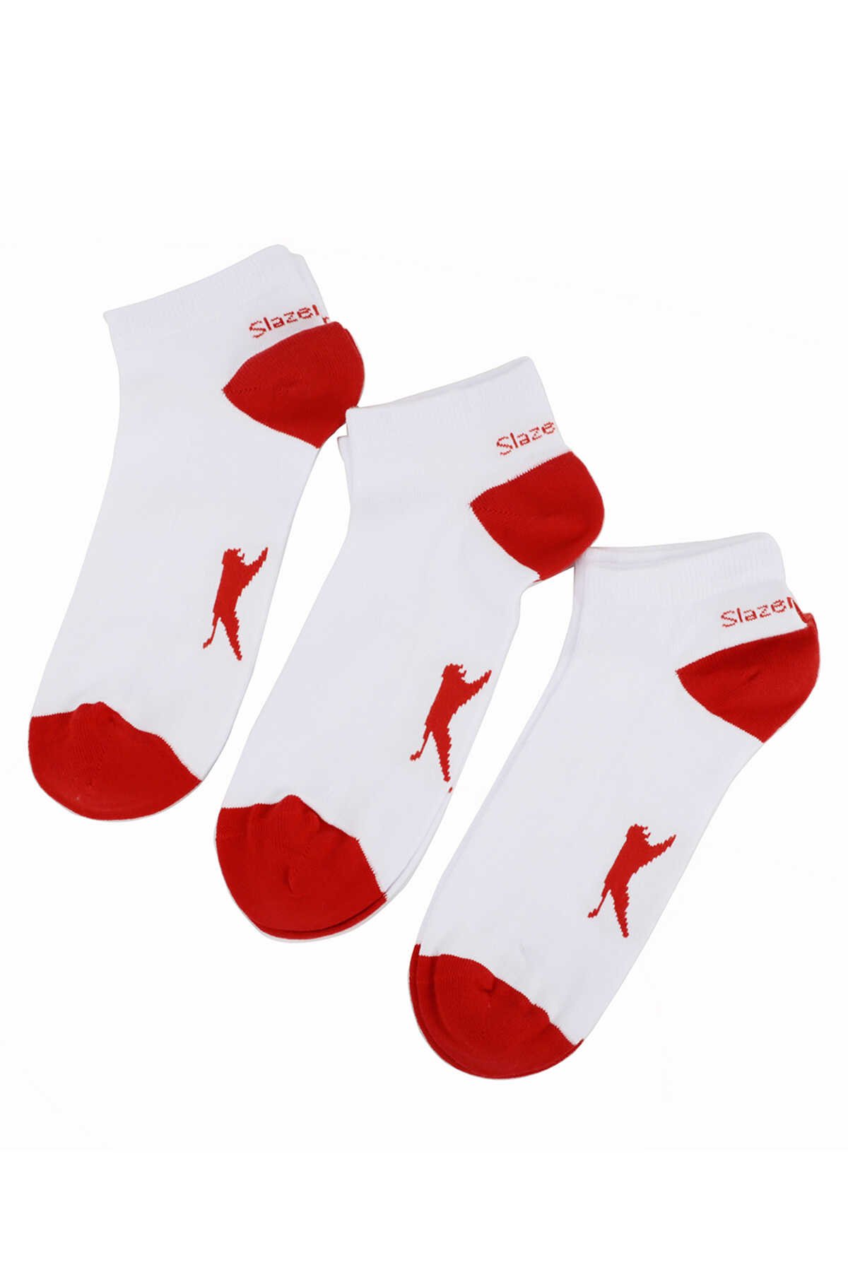 Slazenger - JACKIE 3 lü Erkek Çorap Beyaz / Kırmızı