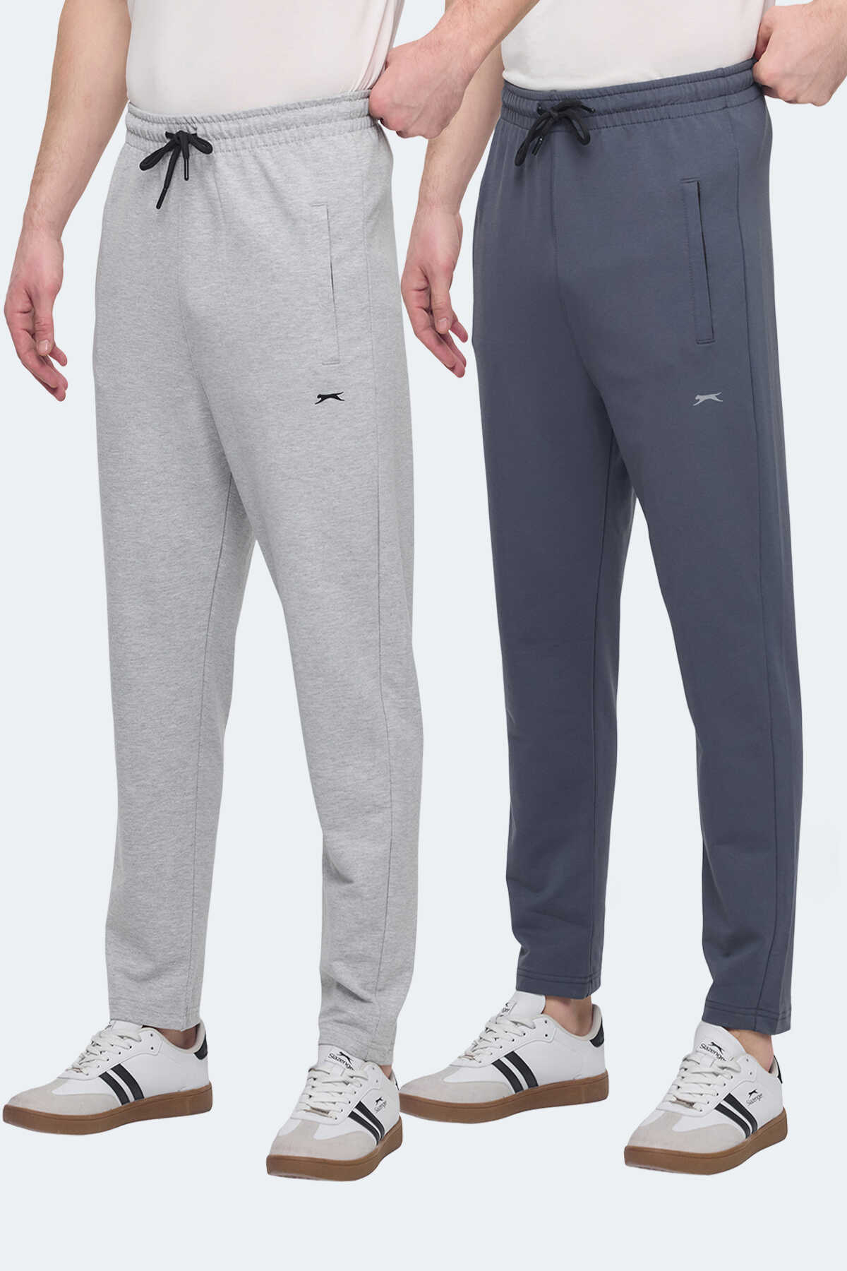 Slazenger - Slazenger JERRY NRM 2 Lİ SET Erkek Gri - Koyu Gri Eşofman Altı