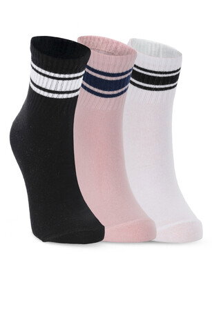 Slazenger JOKES 3  lü Kadın Soket Siyah / Pembe Çorap 