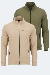 Slazenger - Slazenger KAGISONA 2 Lİ SET Erkek Bej - Haki Sweatshırt