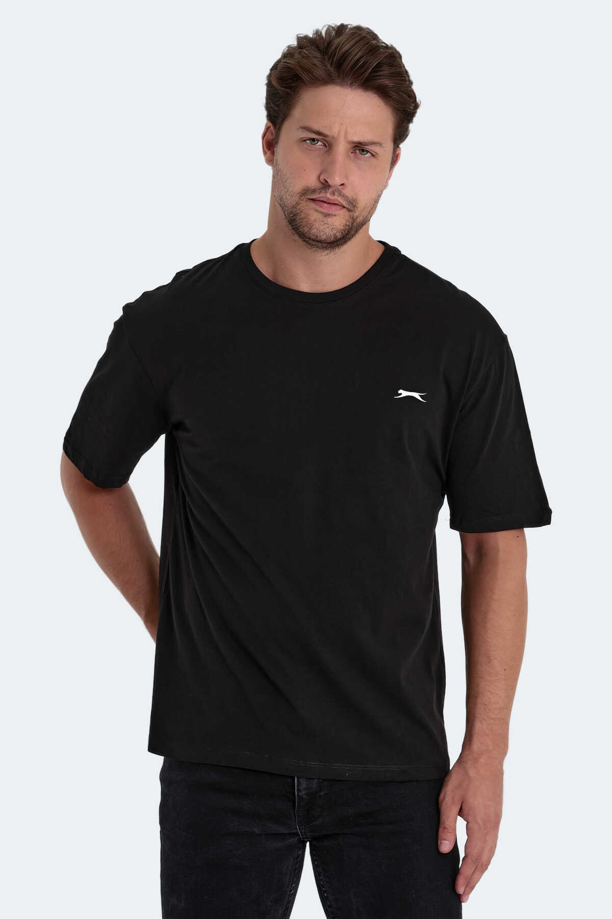 Slazenger - Slazenger KAISER IN Oversize Erkek Tişört Siyah