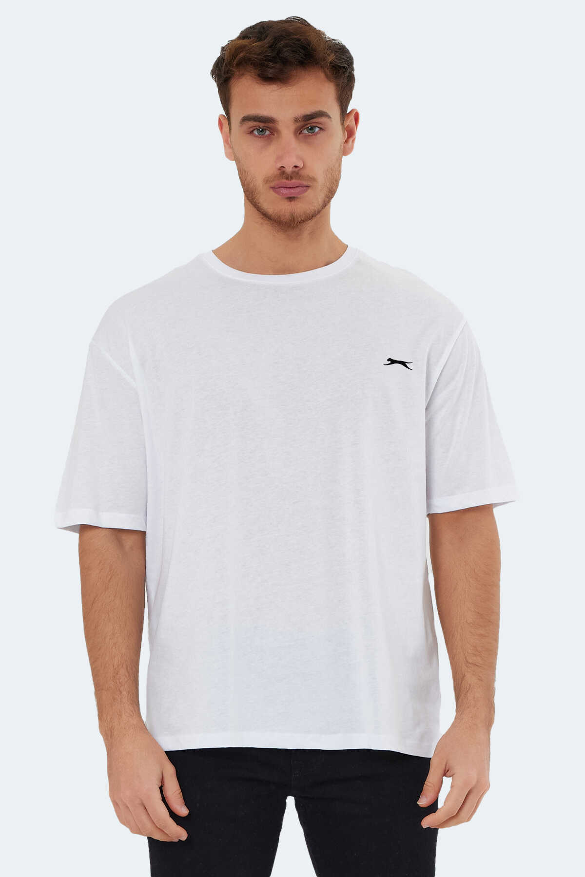 Slazenger - Slazenger KAISER IN Oversize Erkek Tişört Beyaz