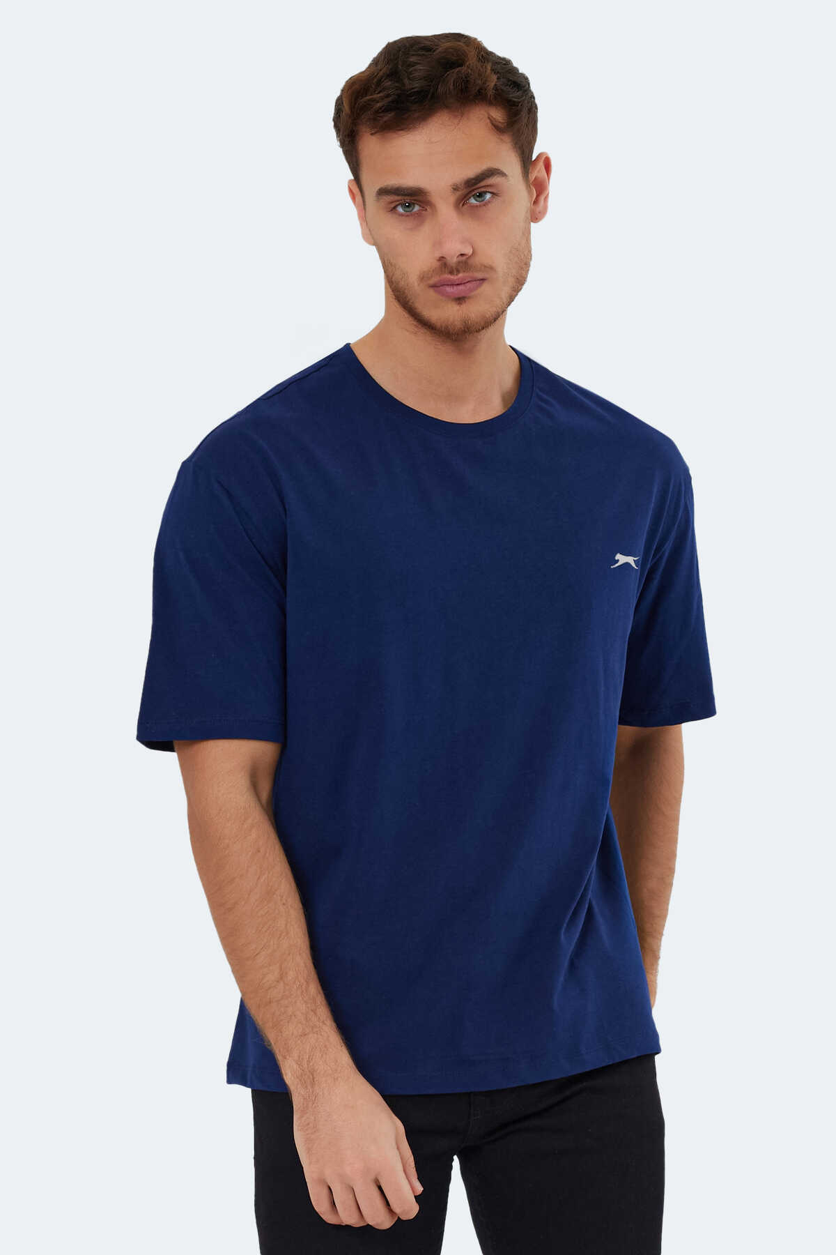Slazenger - Slazenger KAISER IN Oversize Erkek Tişört Lacivert