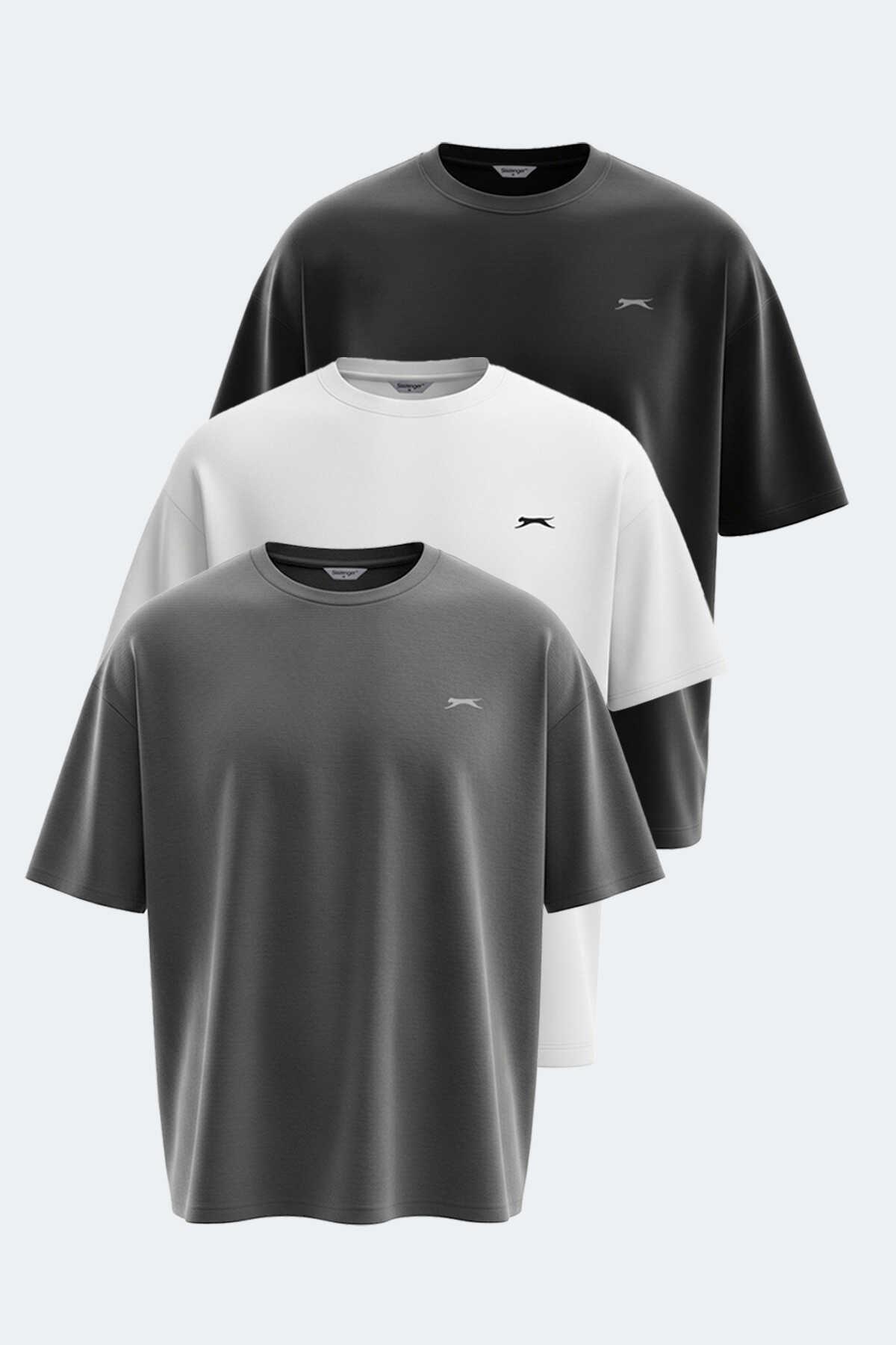 Slazenger - Slazenger KAISER Erkek Tişört Beyaz - Siyah - Antrasit