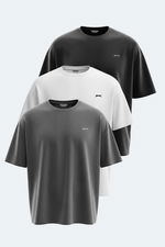 Slazenger - Slazenger KAISER 3 lü Set Erkek Oversıze Beyaz - Siyah - Antrasit Tişört Slazenger - Slazenger KAISER 3 lü Set Erkek Oversıze Beyaz - Siyah - Antrasit Tişört