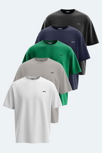 Slazenger - Slazenger KAISER 5 li Set Erkek Oversıze Beyaz - Siyah - Taş Gri - Lacivert - Koyu Yeşil Tişört Slazenger - Slazenger KAISER 5 li Set Erkek Oversıze Beyaz - Siyah - Taş Gri - Lacivert - Koyu Yeşil Tişört