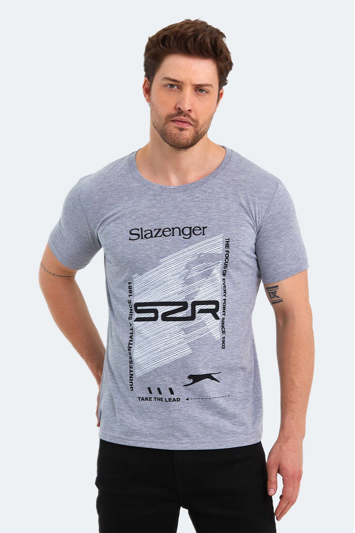 Slazenger - Slazenger KALJU Erkek Kısa Kol T-Shirt Gri