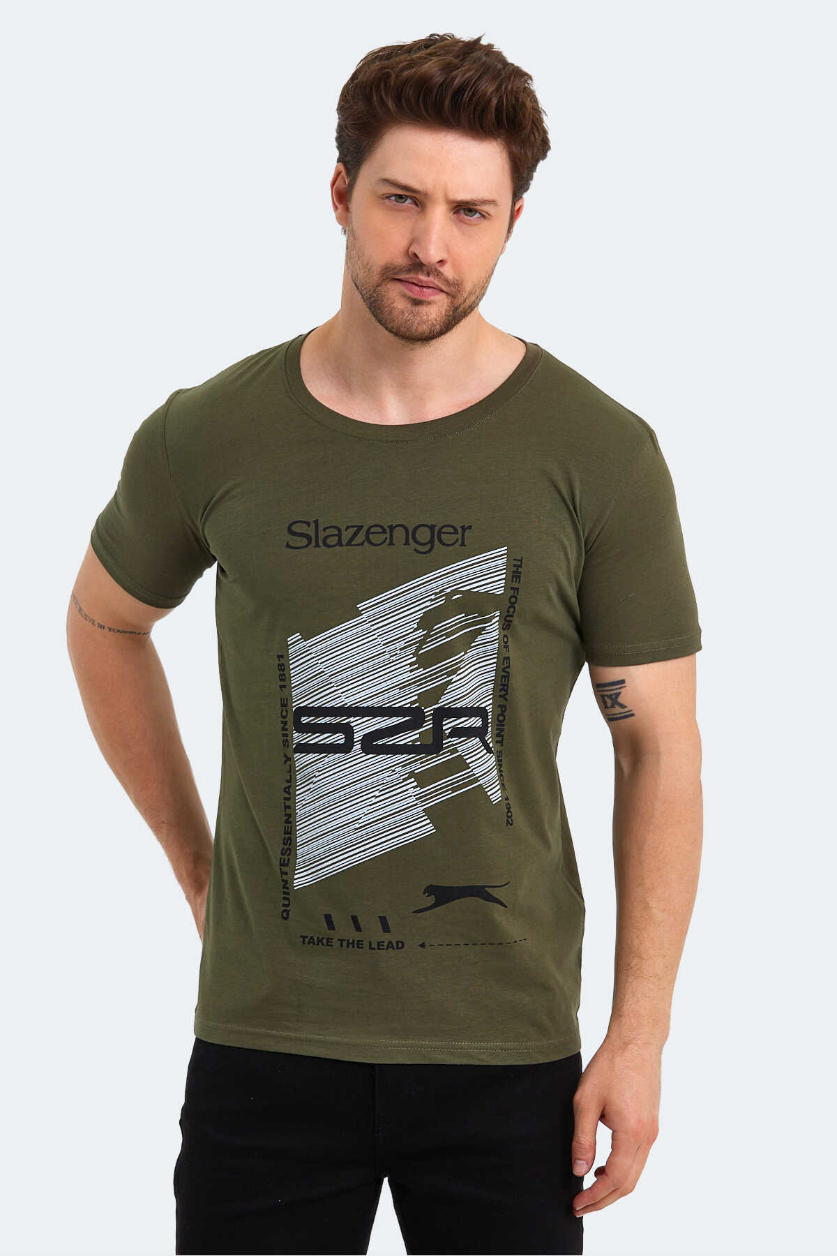 Slazenger - Slazenger KALJU Erkek Tişört Haki