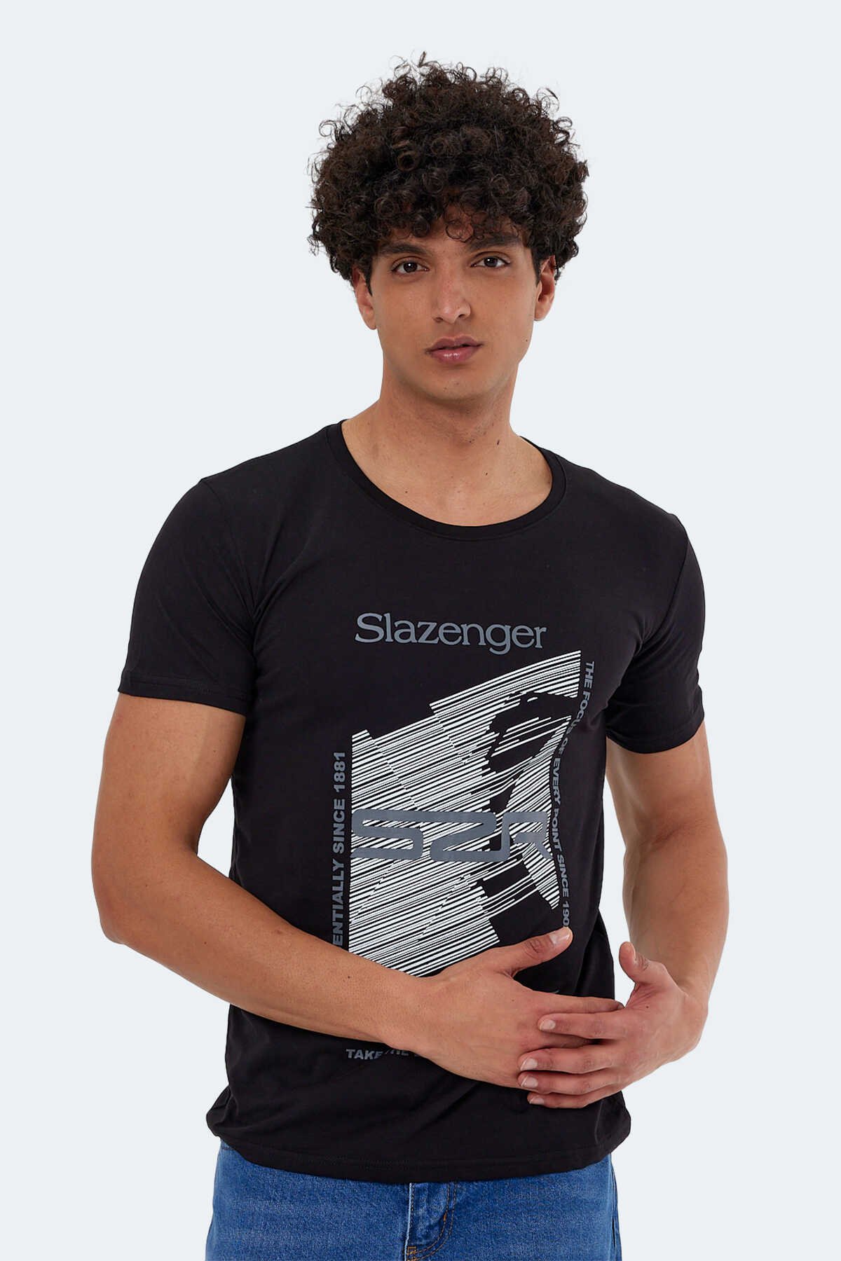 Slazenger - Slazenger KALJU Erkek Kısa Kol T-Shirt Siyah