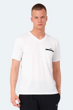 Slazenger - Slazenger KALLIAS Erkek Cepli V Yakan Beyaz Tişört Slazenger - Slazenger KALLIAS Erkek Cepli V Yakan Beyaz Tişört