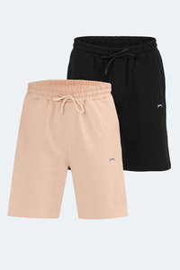 Slazenger - Slazenger KALLIE 2 Lİ SET Erkek Siyah - Bej Şort