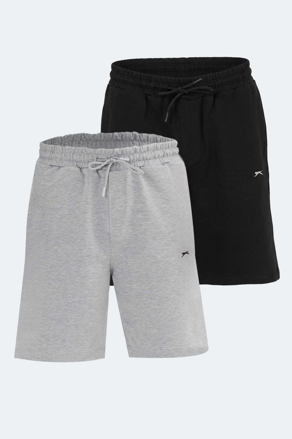 Slazenger - Slazenger KALLIE 2 Lİ SET Erkek Siyah - Gri Şort