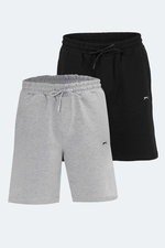 Slazenger - Slazenger KALLIE 2 Lİ SET Erkek Siyah - Gri Şort
