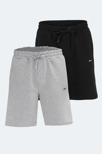 Slazenger - Slazenger KALLIE 2 Lİ SET Erkek Siyah - Gri Şort