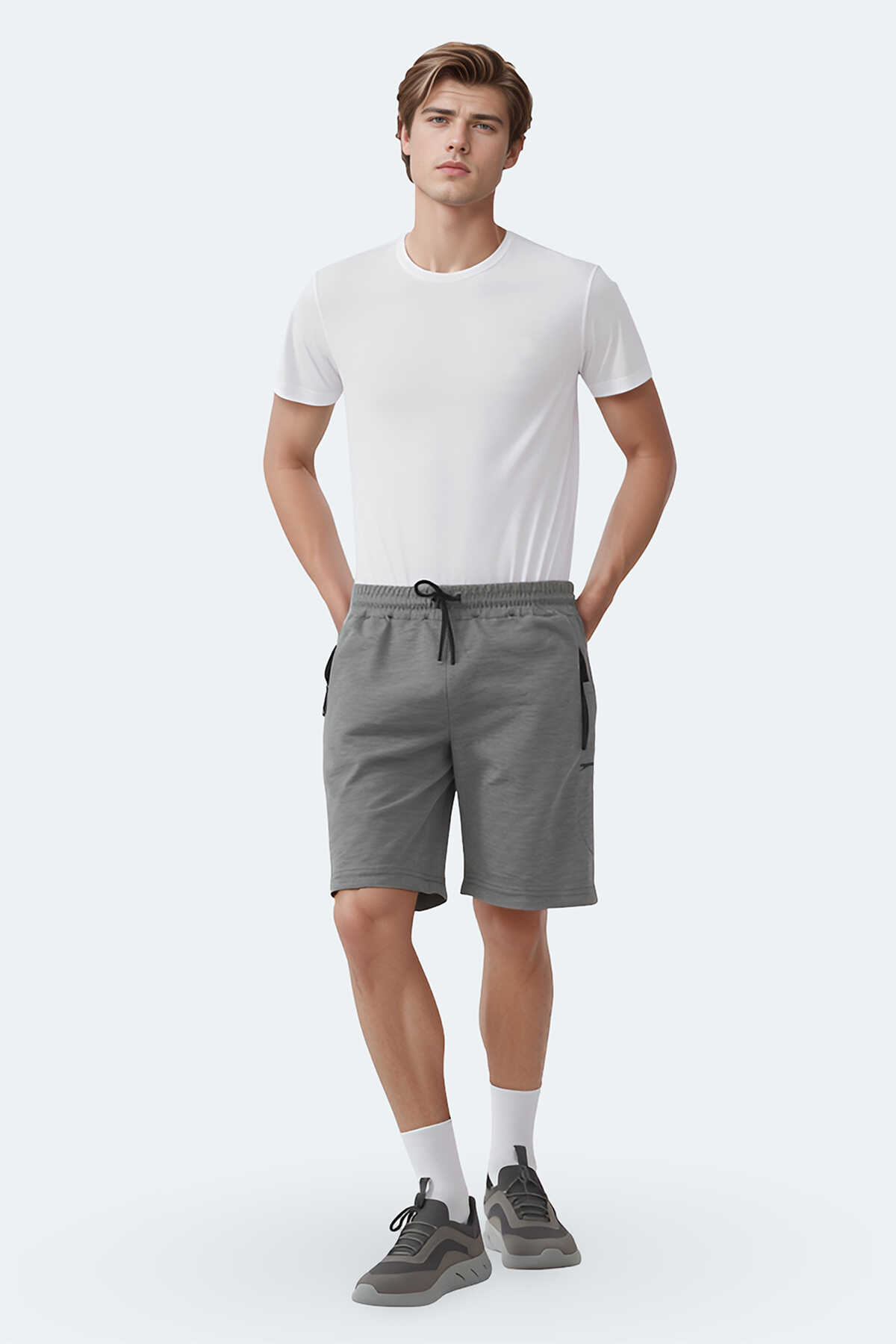 Slazenger - Slazenger KANANI I Erkek Şort Koyu Gri