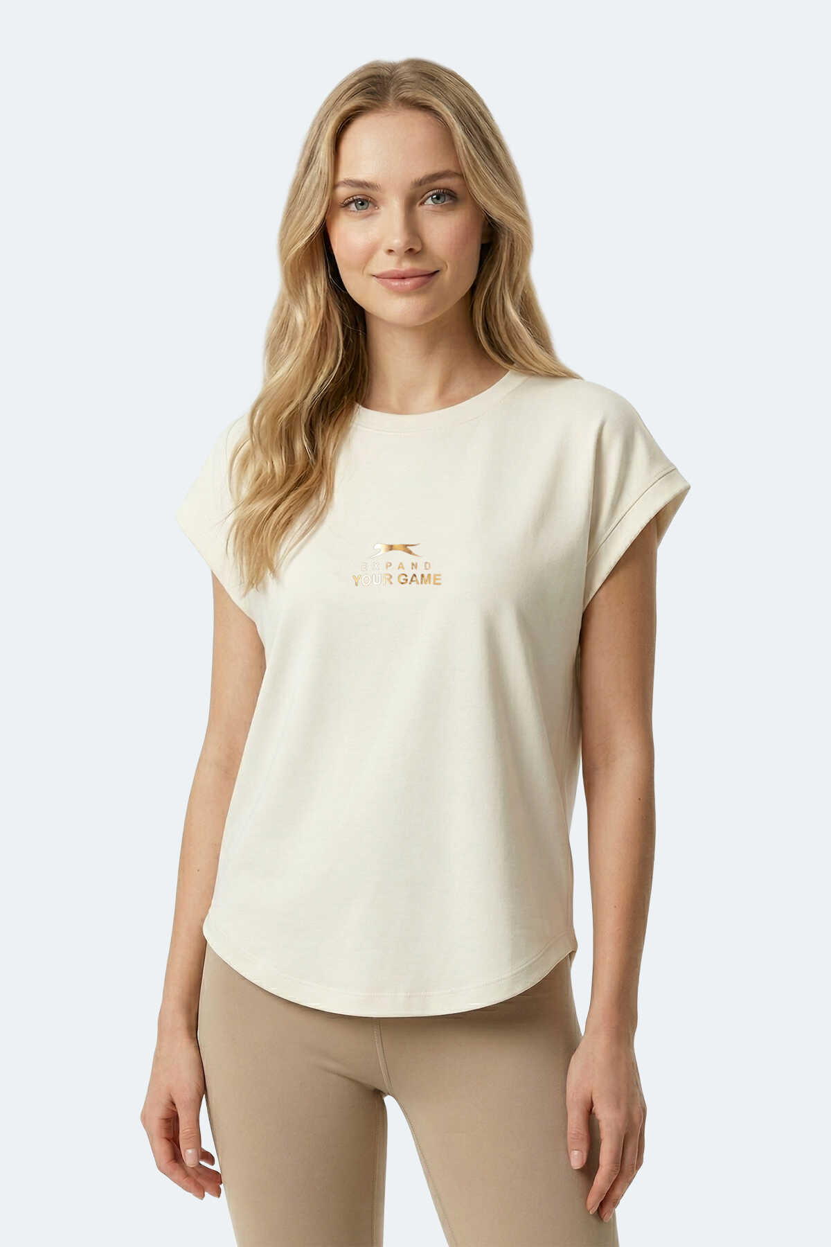 Slazenger - Slazenger KAPA Kadın Ekru Tişört