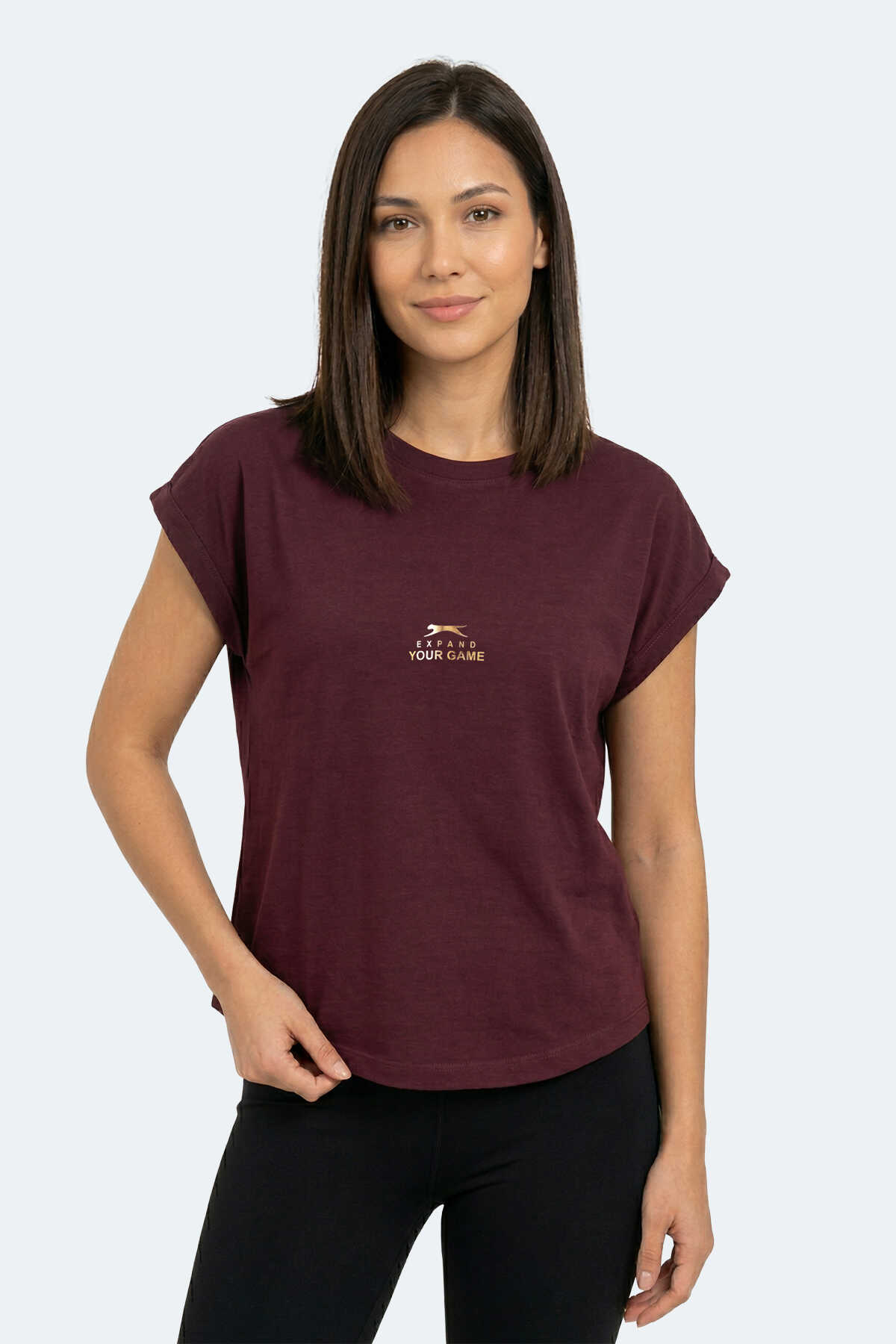 Slazenger - Slazenger KAPA Kadın Mürdüm Tişört