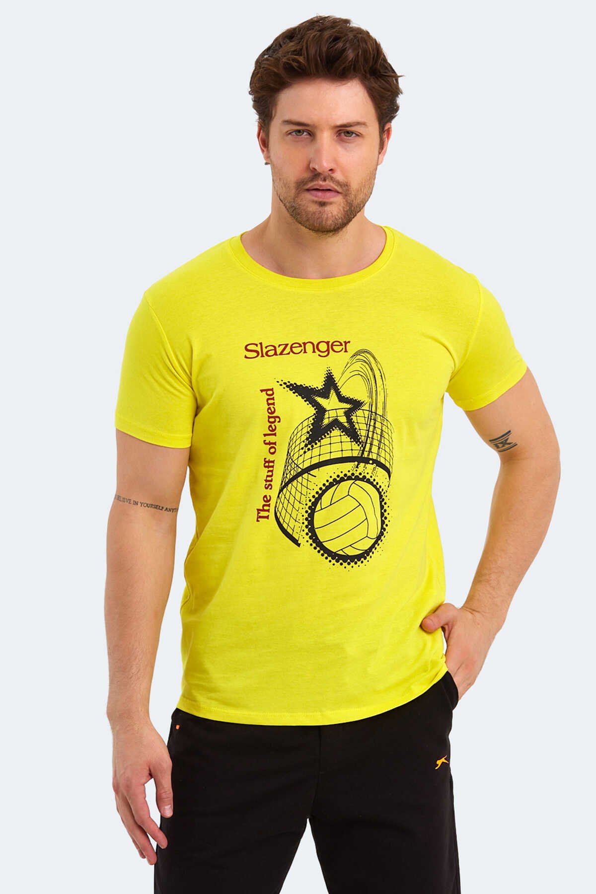 Slazenger - Slazenger KARNEN Erkek T-Shirt Açık Sarı