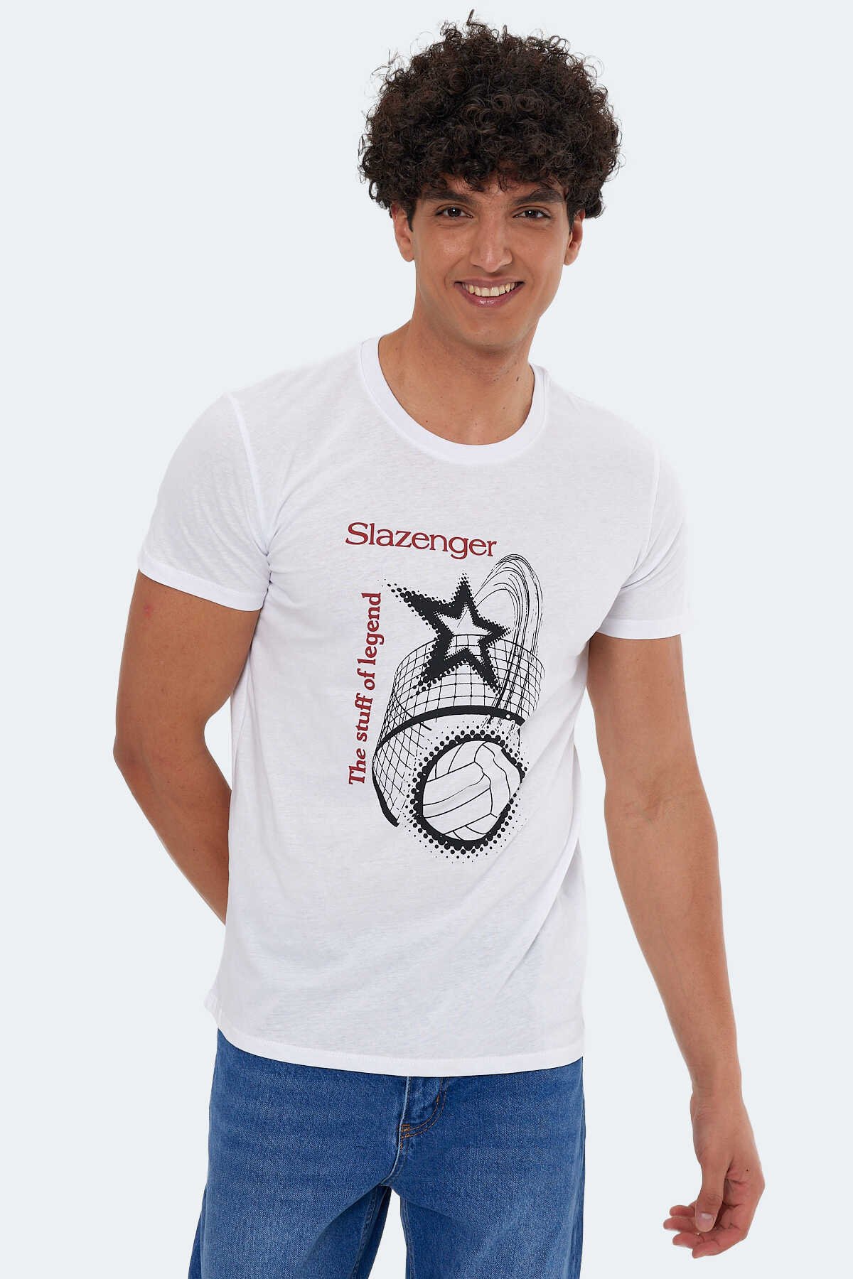 Slazenger - Slazenger KARNEN Erkek T-Shirt Beyaz