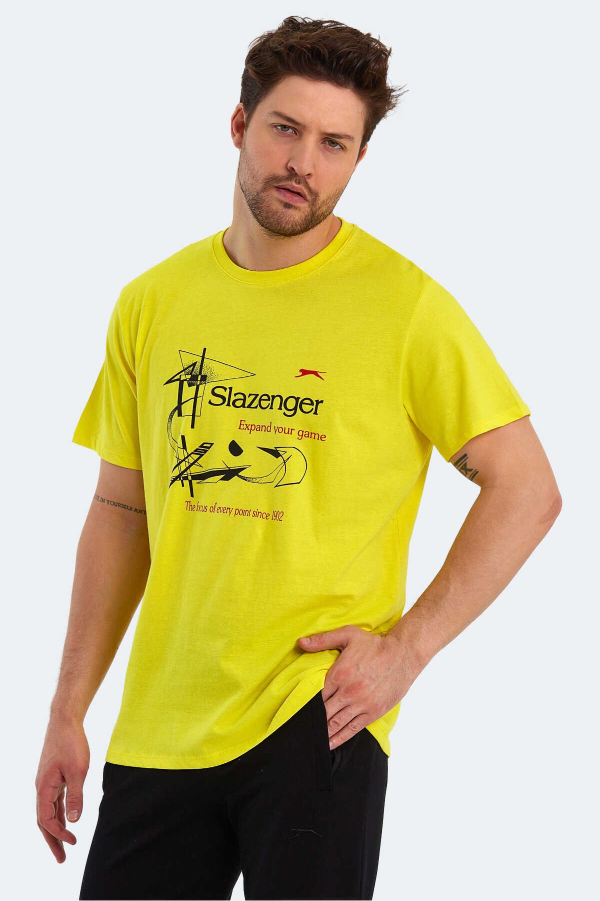 Slazenger - Slazenger KARNEN OVER Erkek Kısa Kol T-Shirt Açık Sarı