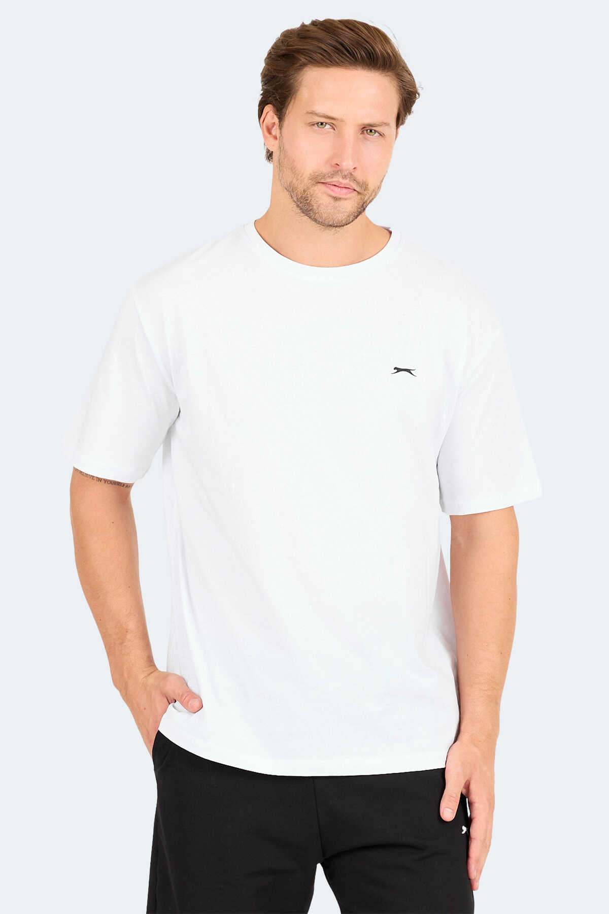 Slazenger - Slazenger KARNEN Oversize Erkek Tişört Beyaz