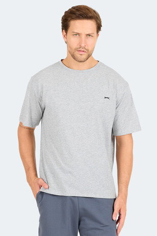 Slazenger KARNEN IN Oversize Erkek Baskılı Gri Tişört 