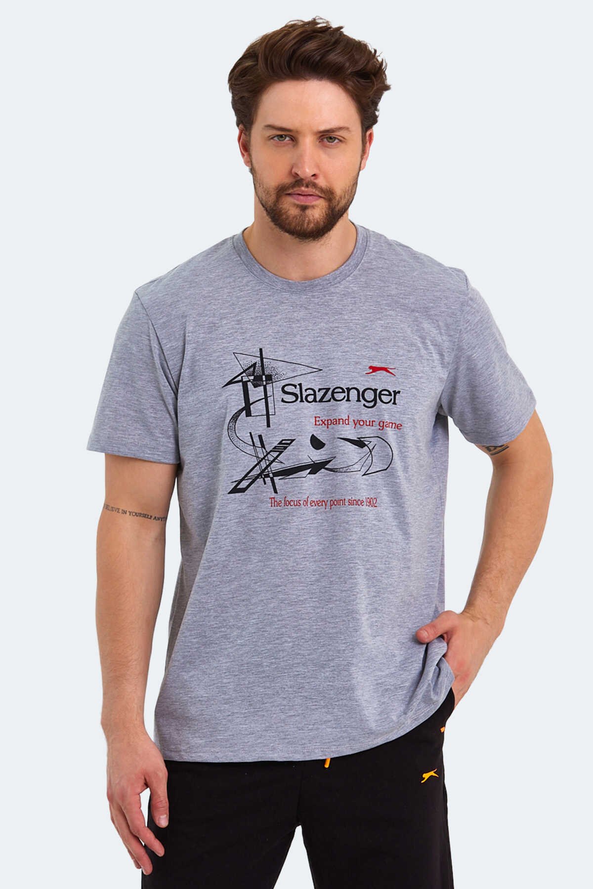 Slazenger - KARNEN OVER Erkek Kısa Kollu T-Shirt Gri