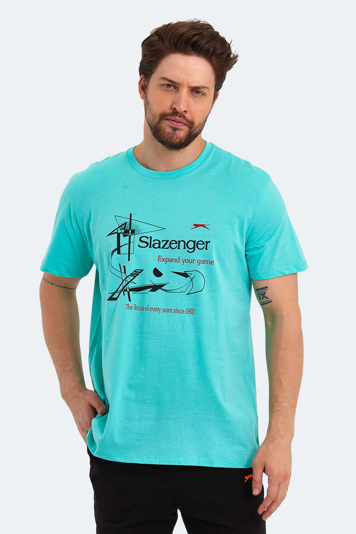 Slazenger - Slazenger KARNEN OVERSIZE Erkek Tişört Nane