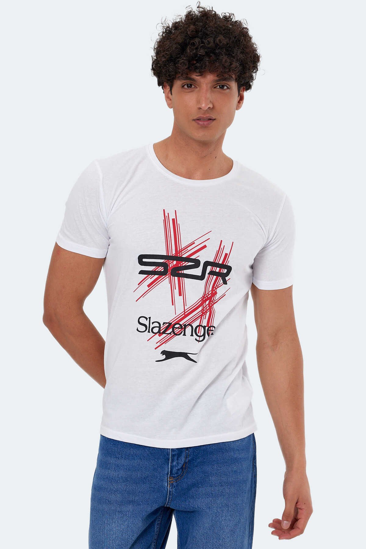 Slazenger - Slazenger KASUR Erkek Kısa Kol T-Shirt Beyaz
