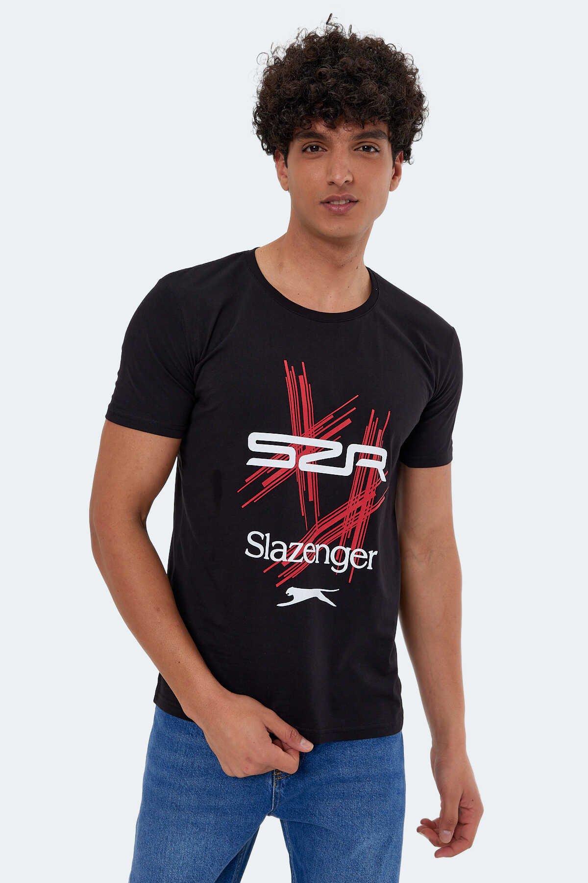 Slazenger - Slazenger KASUR Erkek Kısa Kol T-Shirt Siyah