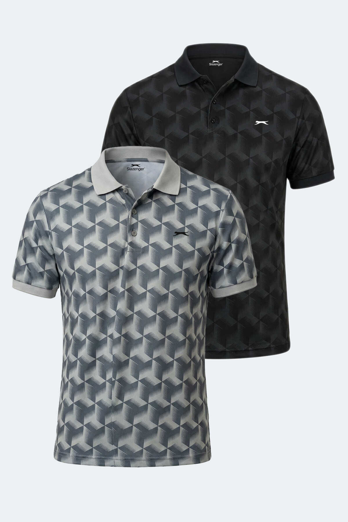 Slazenger - Slazenger KATARIN 2 Lİ SET Erkek Siyah - Gri Tişört