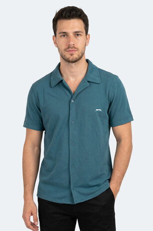 Slazenger KATELIN Erkek Keten Petrol Gömlek