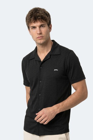 Slazenger KATELIN Erkek Keten Siyah Gömlek