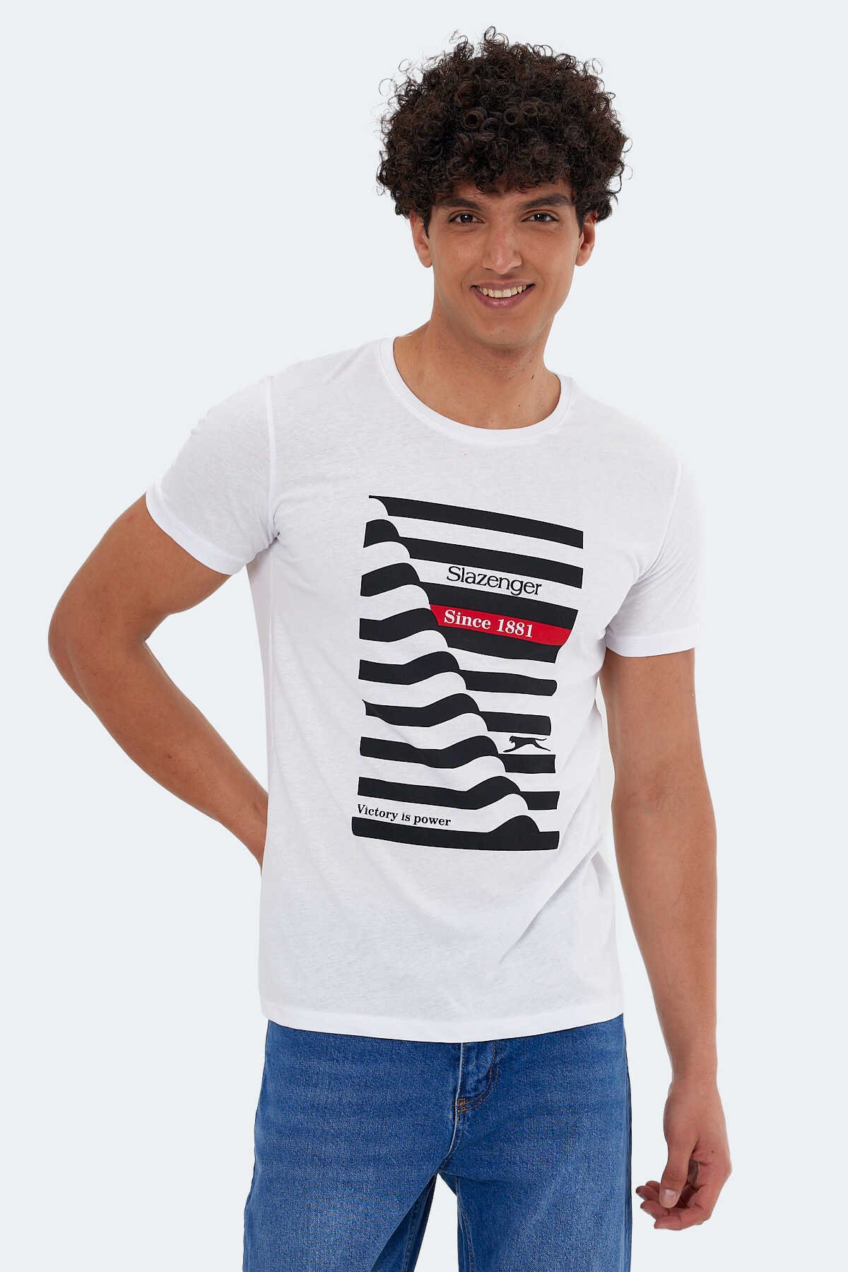 Slazenger - Slazenger KATELL Erkek Kısa Kol T-Shirt Beyaz