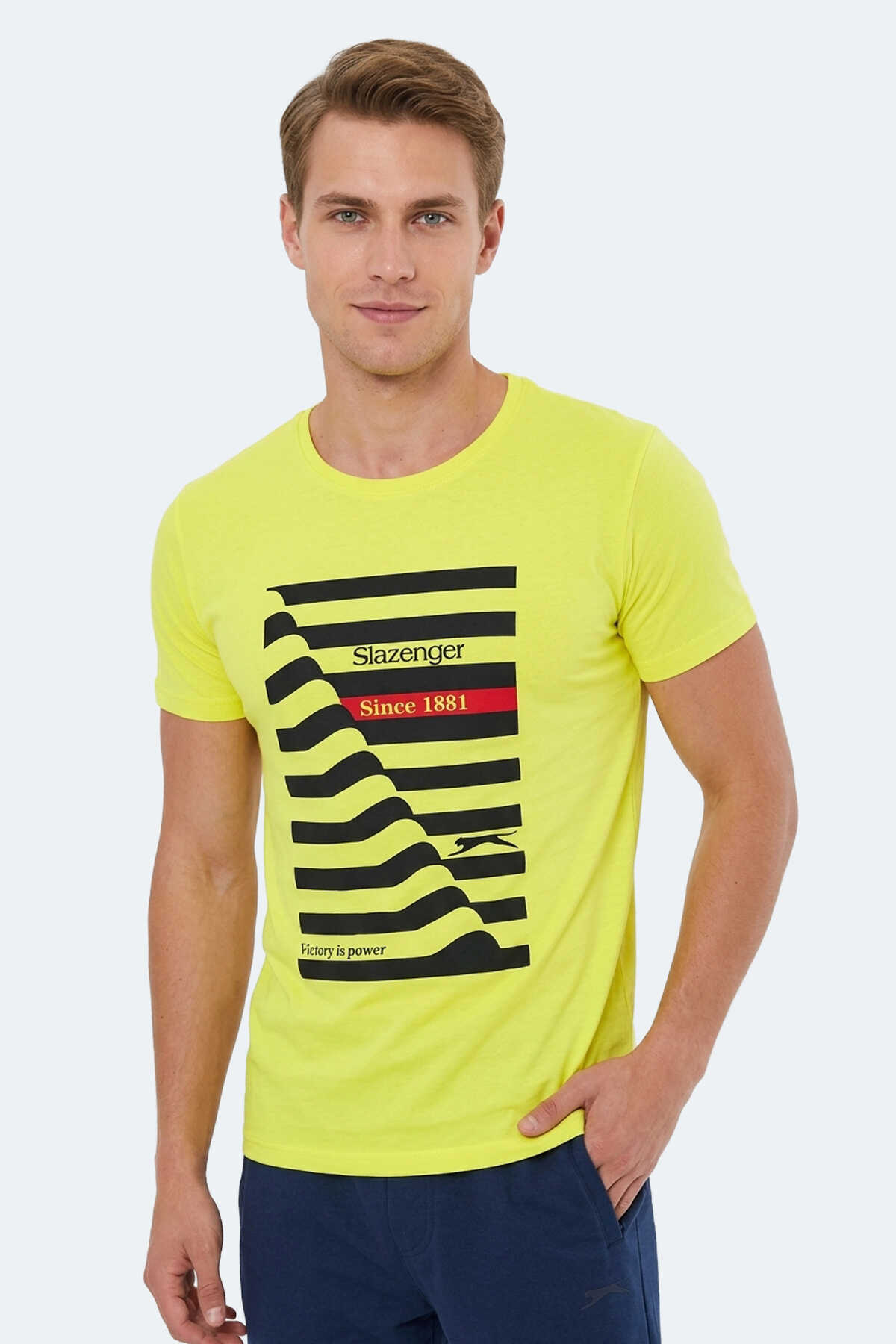 Slazenger - Slazenger KATELL IN Erkek Baskılı Sarı Tişört