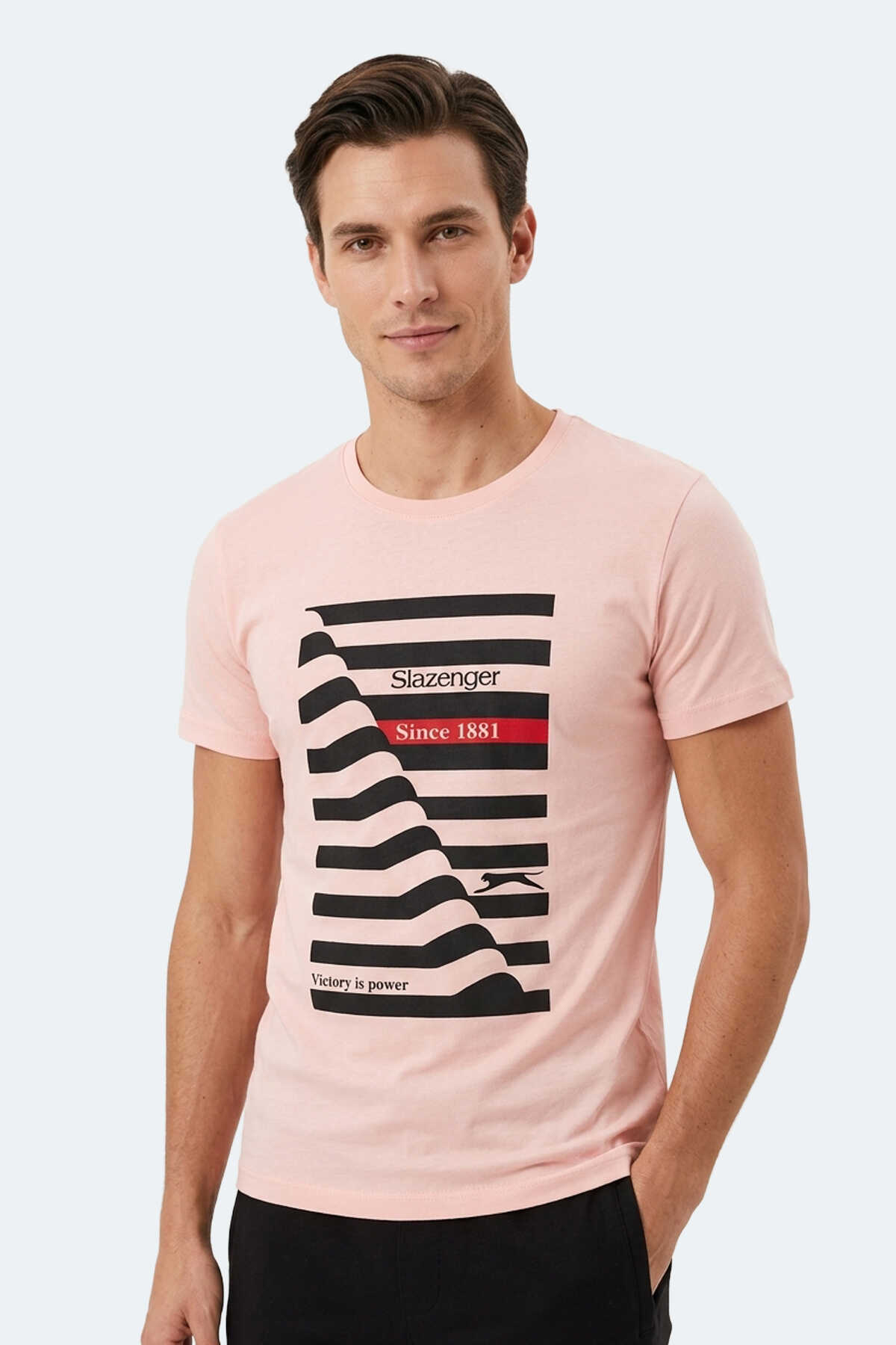 Slazenger - Slazenger KATELL IN Erkek Baskılı Somon Tişört