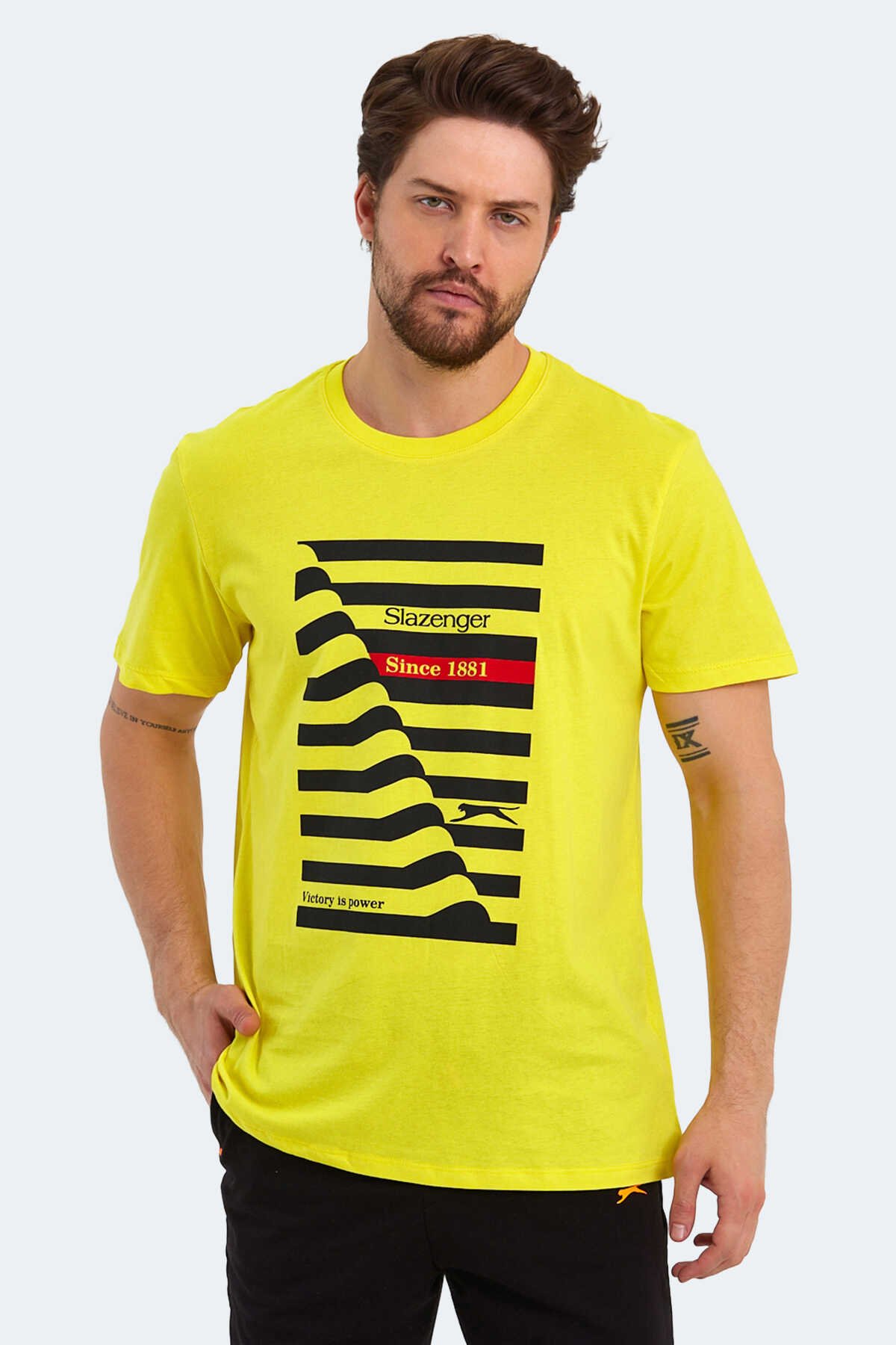 Slazenger - KATELL OVER Erkek Kısa Kollu T-Shirt Açık Sarı
