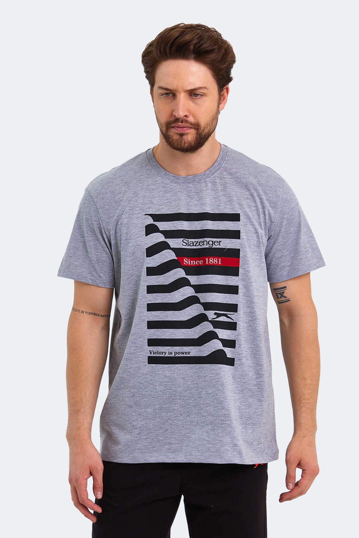 Slazenger - KATELL OVER Erkek Kısa Kollu T-Shirt Gri