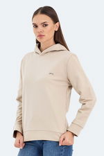 Slazenger - Slazenger KATHY IN Kadın Kapüşonlu Bej Sweatshırt Slazenger - Slazenger KATHY IN Kadın Kapüşonlu Bej Sweatshırt