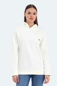 Slazenger - Slazenger KATHY IN Kadın Kapüşonlu Ekru Sweatshırt Slazenger - Slazenger KATHY IN Kadın Kapüşonlu Ekru Sweatshırt