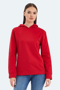 Slazenger - Slazenger KATHY IN Kadın Kapüşonlu Kırmızı Sweatshırt Slazenger - Slazenger KATHY IN Kadın Kapüşonlu Kırmızı Sweatshırt