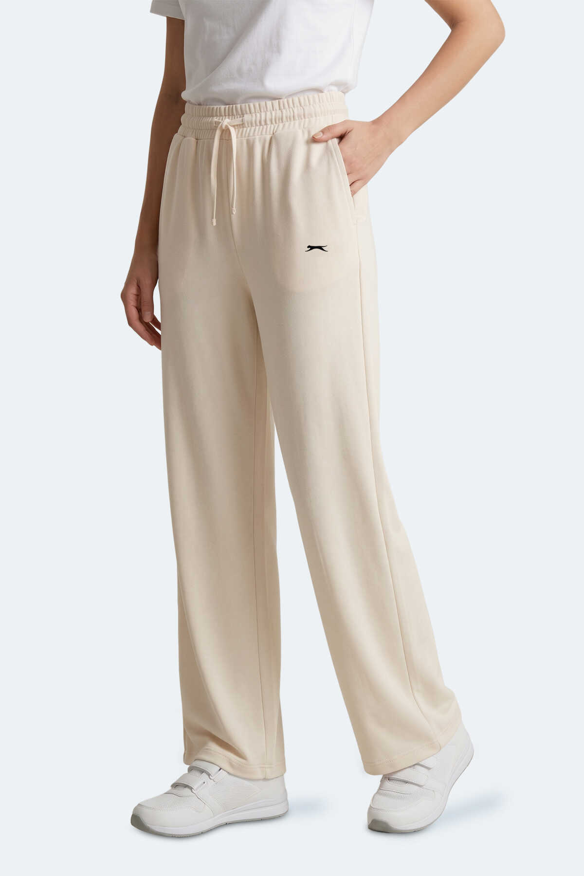 Slazenger - Slazenger KATKA Kadın Bol Paça Flare Ekru Pantolon