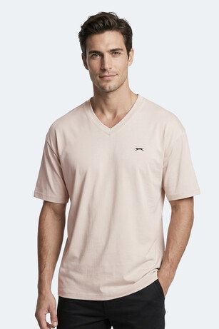 Slazenger KATRE Erkek Oversıze Bej Tişört 